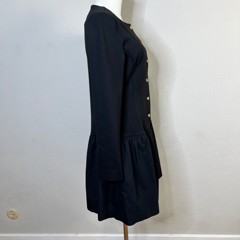 Ted Baker Mireya Black Drop Waist Button Front Mini Dress Long Sleeve Size S NEW - Picture 5 of 11